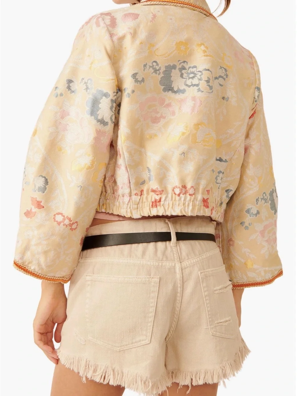Free People Margot Floral Embroidered Crop Jacket Size S